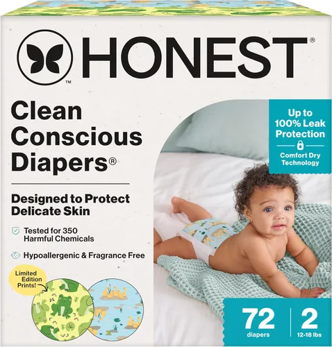 Vista 33 de The Honest Company Clean Conscious - Pañales para pieles delicadas, hasta un 100% a prueba de fugas, hipoalergénicos, sin fragancia, género neutro