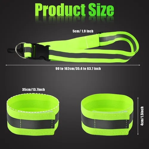 Vista 2 de PEUTIER Equipo de correr reflectante, correa reflectante para el hombro con banda de brazo para correr, bandas reflectoras nocturnas de alta