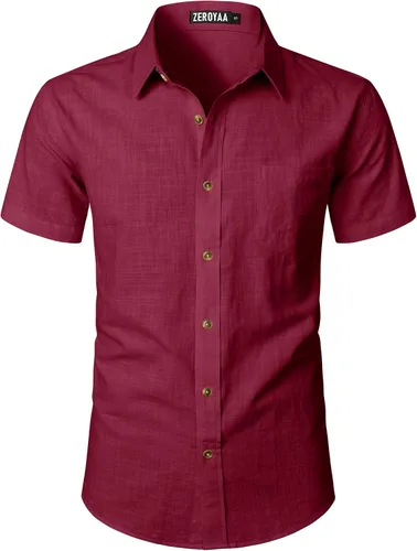 Vista 25 de ZEROYAA Camisas casuales de algodón ligero con botones para hombre aguamarina (Aqua Sky)