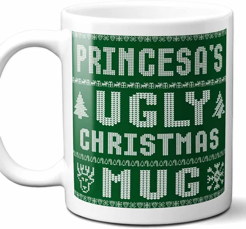 Princesa Name Christmas Gift. Personalized Ugly Christmas Sweater Coffee Mug. Funny Custom Xmas Gift, Stocking Stuffer For Friends, Coworkers And