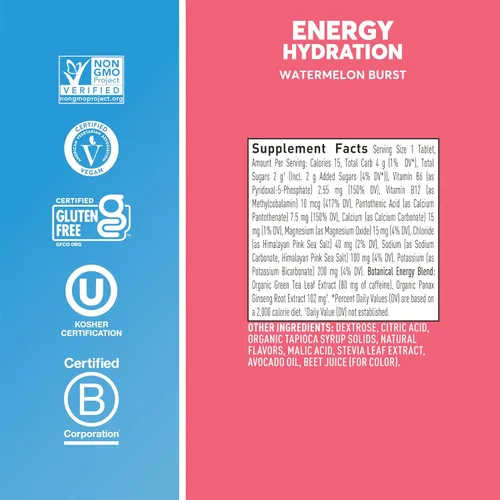 Vista 9 de Nuun Energía: cafeína, vitaminas B, ginseng, tabletas de bebidas electrolíticas, sabores mixtos, 40
