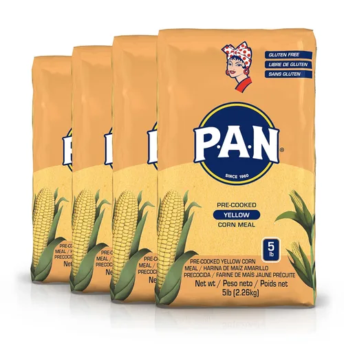 Vista 13 de P.A.N. Harina de maíz amarillo – Harina de maíz precocinada sin gluten y kosher para Arepas (2.2 lb/paquete de 4)