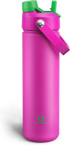 Vista 37 de Botella de agua aislada para niños con popote, botella de agua de acero inoxidable de 12 onzas con boquilla doble, a prueba de fugas, sin BPA, al