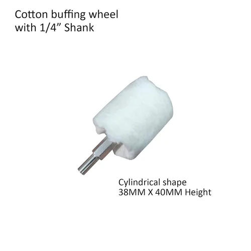 Vista 5 de Kit de pulido de aluminio de 5 piezas para taladro, el kit incluye 4 ruedas de pulido de algodón montadas de 1/4 pulgadas y 1 barra compuesta