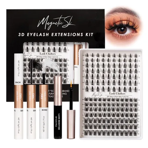 Vista 17 de Extensiones de pestañas en racimo, 72 racimos de pestañas individuales, extensiones de pestañas postizas, kit de extensión de pestañas para colocar