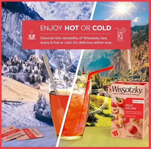 Vista 4 de Wissotzky Fruit Galore - Té de hierbas, 20 bolsas de té, té sin cafeína, rico en antioxidantes, mezcla afrutada, bolsas de té de hierbas
