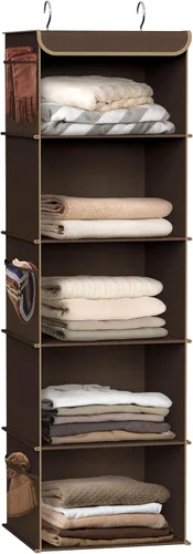 Vista 8 de Simple Houseware Organizador de armario colgante de 5 estantes, color negro