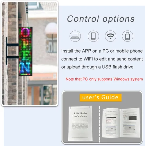 Vista 7 de YS P10 - Letrero LED programable para exteriores de 26 x 8 pulgadas, tablero de visualización RGB a todo color, señalización digital WiFi