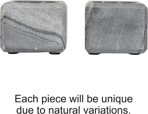 Vista 8 de Creative Co-Op Cuenco de sal de mármol gris con cuchara de acero inoxidable dorado