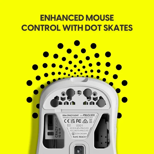 Vista 7 de Pulsar Gaming Gears Xlite Crazylight Ratón Inalámbrico para Juegos, Ultra Ligero 1.45 oz (41g), Interruptor Óptico, 32000 DPI, 750 IPS, Sensor XS-1