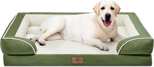Vista 150 de Comfort Expression - Cama ortopédica para perros pequeños, 20 x 14 pulgadas, cama impermeable y de apoyo de espuma con cojines removibles, sofá