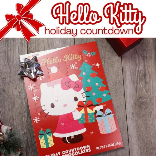 Vista 3 de Galerie Hello Kitty Calendario de cuenta regresiva de Navidad 2023, vacaciones con 24 piezas de chocolate con leche, calendarios de Adviento