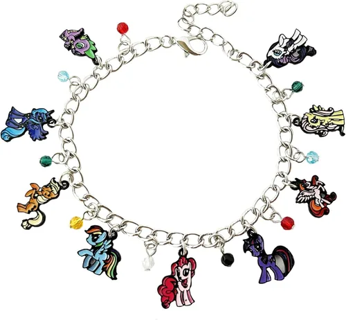 JDHFJFH Littl Pony Charm Bracelet Metal Anime Gifts Charm Chain for Boys Girls and Women