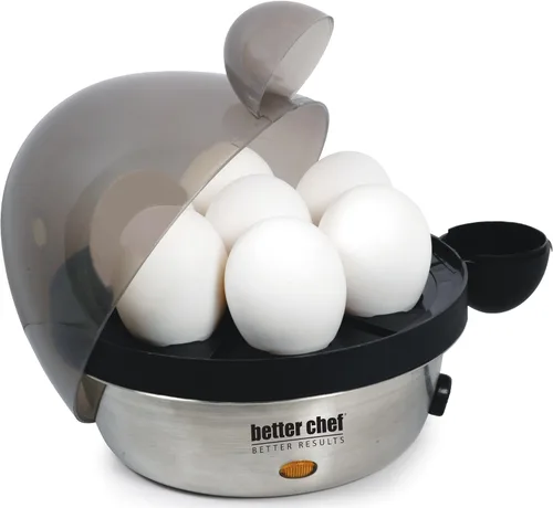 Better Chef Olla eléctrica para huevos | Acero inoxidable | Hervir hasta 7 huevos en cuestión de minutos | Bandeja extraíble de tacto frío | Base de