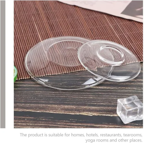 Vista 5 de Housoutil Plato de té de vidrio Platos de café Platillos de placa de vidrio transparente: 2 piezas de soporte de bolsa de té Decoración de mesa