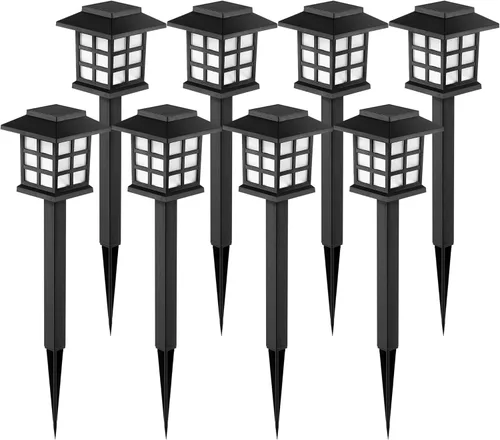 Vista 14 de GIGALUMI Luces solares para exteriores, paquete de 6 luces solares LED impermeables para exteriores, luces solares para pasarela que mantienen 10