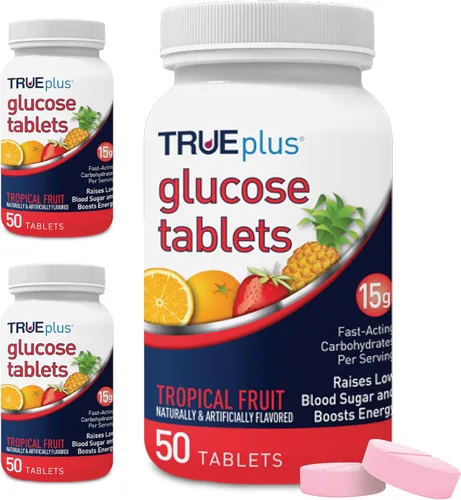 Vista 14 de TRUEplus Tabletas de Glucosa, Sabor Variado (Uva, Frambuesa, Naranja) - Caja de 50 unidades con 12 Botellas