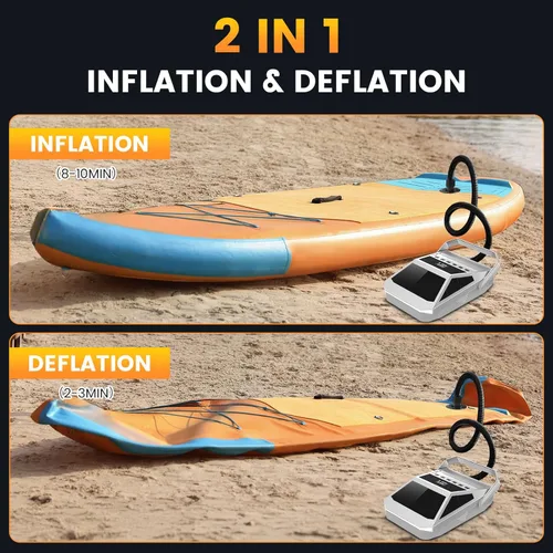 Vista 7 de 50PSI Paddle Board Pump Electric Portable, High Pressure Sup Pump - Dual Stage Inflation, Auto Shut Off and Deflate for Stand Up Paddle