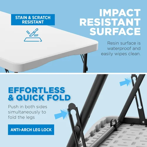 Vista 15 de Sorfey Mesa plegable de 6 pies x 30 pulgadas, plástico blanco