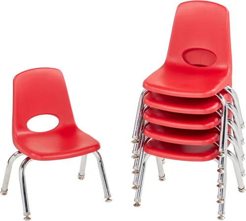 Vista 66 de Factory Direct Partners 10356-PU - Silla escolar apilable de 10 pulgadas, asiento apilable para estudiantes con patas de acero cromado y rodamientos