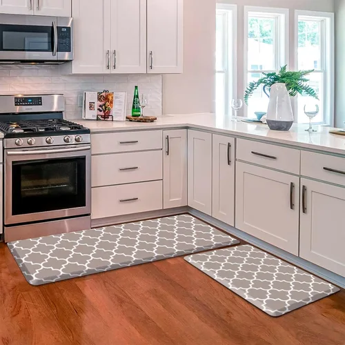 Vista 21 de KMAT Tapete de Cocina [2 piezas] Acolchado Anti-Fatiga para Piso, Tapetes de Cocina y Alfombras Impermeables de PVC Resistente Ergonómico de Espuma