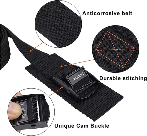Vista 18 de Ayaport Correas de amarre con hebillas ajustables con hebilla de leva de amarre correa de cincha para embalaje negro, paquete de 4