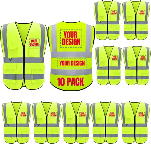 Vista 11 de Chaleco de seguridad personalizado Clase 2 Chaleco reflectante de alta visibilidad