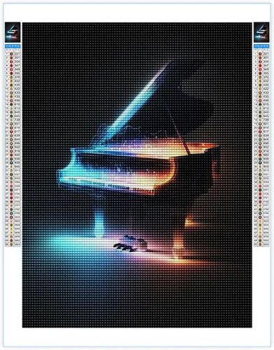 Elegante piano 5D DIY Kit de pintura de diamante, pintura de diamante 5D para adultos, pintura digital de diamante completo, para decoración de