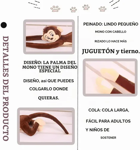 Vista 4 de 27.6" Monkey Plush Stuffed Animal,Hanging Monkey with Long Hands