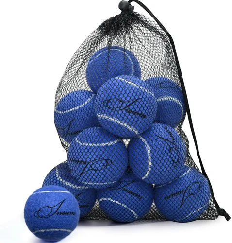 INSUM Bulk Tennis Balls for Beginner – 12 Pack High Elasticity Practice Tennis Balls with Mesh Bag, Suit for Pet Dog Training, Fetching