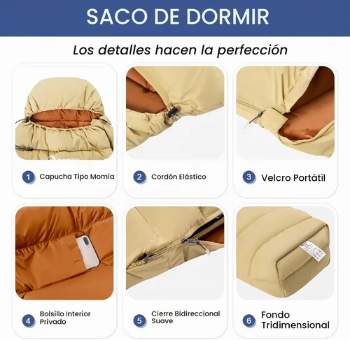 Vista 5 de Ultralight Down Sleeping Bag for Adults, 600 Fill Power Backpacking Warm and Cold Weather, 600 Fill Power Down, Compact Carry, Hiking Camping Beige