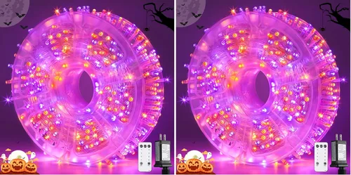 Vista 34 de JMEXSUSS Tira de 200 luces LED rosas para decoración de dormitorio, de cuento de hadas, enchufables, cable transparente, de Navidad