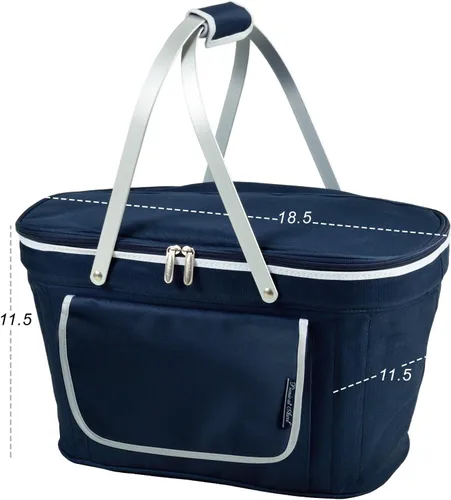 Vista 4 de Picnic at Ascot Cesta de picnic aislada plegable equipada con servicio para 2 - azul marino