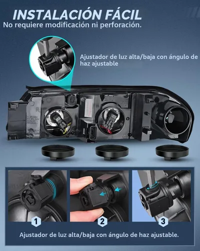 Vista 7 de Nilight Conjunto de faros compatible con 2000 2001 2002 2003 2004 2005 Chevy Impala Faro de repuesto con carcasa negra y reflector ámbar Carcasa