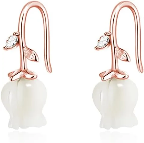 Reffeer Aretes de plata de ley 925 maciza con diseño de flores para mujer