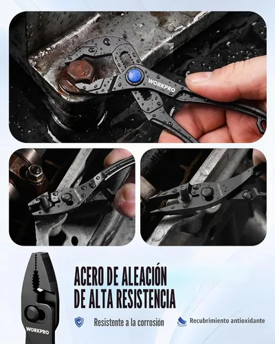 Vista 8 de WORKPRO Juego de 3 alicates con bolsa, alicates de junta deslizante de 4 pulgadas, alicates de bomba de agua de 4 pulgadas y alicates de junta
