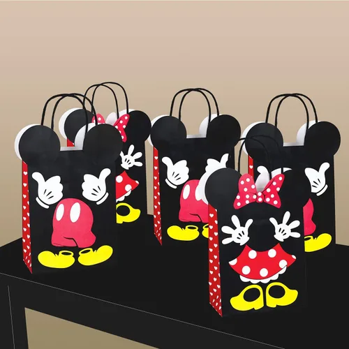 Vista 6 de MOAXMOA Paquete de 12 bolsas de papel de regalo para fiesta temática de cumpleaños con asa