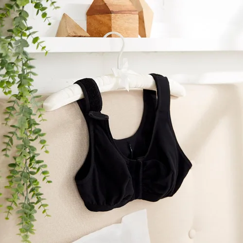 Vista 6 de McKesson Sujetador quirúrgico de algodón y elastano negro Sujetador posquirúrgico para soporte de pecho de cobertura completa con compresión ligera