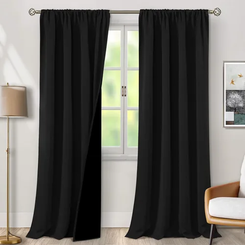 Vista 64 de BGment - Cortinas opacas para sala de estar de 63 pulgadas de largo, juego de 2 paneles, cortinas para oscurecer toda la habitación, cortinas
