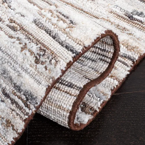 Vista 6 de SAFAVIEH Elements Collection ELM202T - Alfombra moderna de viscosa de 6 x 9 pies, color marrón y gris claro