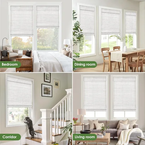 Vista 5 de LazBlinds Persianas romanas de bambú sin cordones, persianas de privacidad para ventanas interiores, oscurecimiento de la habitación, persianas