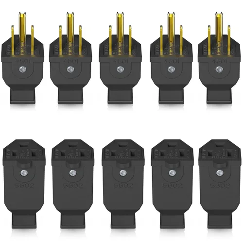 Vista 18 de ELEGRP Conector de repuesto de extremos de cable de extensión de hoja recta, 15 amperios, 125 voltios, NEMA 5-15P, 2 polos y 3 cables, conexión a