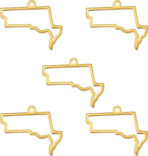 Vista 73 de kkjoy 5 piezas de dijes de mapas de continentes huecos de EE. UU. con colgante para hacer joyas y manualidades, accesorios de mini dijes de acero