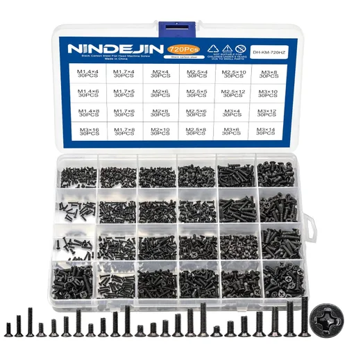 Vista 11 de Nindejin - Kit de tornillos para computadora portátil, M2, M2.5, M3, avellanados, cabeza plana, Phillips, juego de tornillos mini para reparación