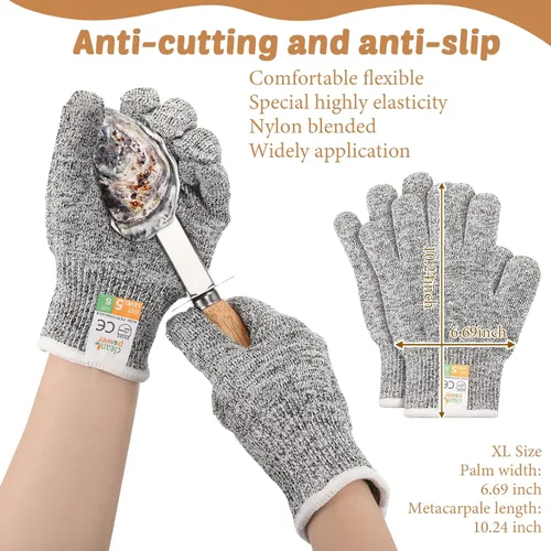 Vista 2 de Tarpop Juego de 16 cuchillos para shucking de ostras, 8 unidades de acero inoxidable, 8 niveles 5, protección resistente a cortes, kit