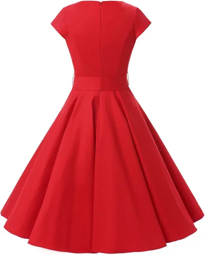 Vista 2 de Dressystar - Vestidos clásicos de fiesta con mangas casquillo, estilo Rockabilly y retro de la década de 1950