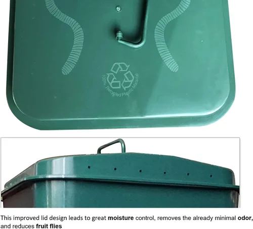 Vista 3 de The Original VermiHut® Plus compostador de gusanos de 5 bandejas - Verde oscuro Contenedor de vermicompostaje para interiores y exteriores