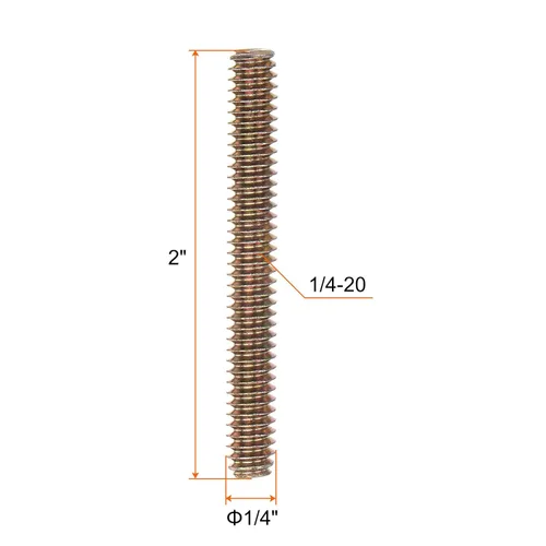 Vista 2 de uxcell 8 piezas de zinc de color totalmente roscado varilla 1/4"-20, 2" longitud, tornillo de rosca de acero al carbono para montaje de muebles