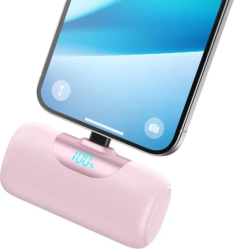 Vista 12 de Mini Portable Charger for iPhone,Upgraded 22.5W PD Fast Charging 5500mAh Ultra-Compact Power Bank,LCD Display Plug-in Cute Battery Pack Travel Black