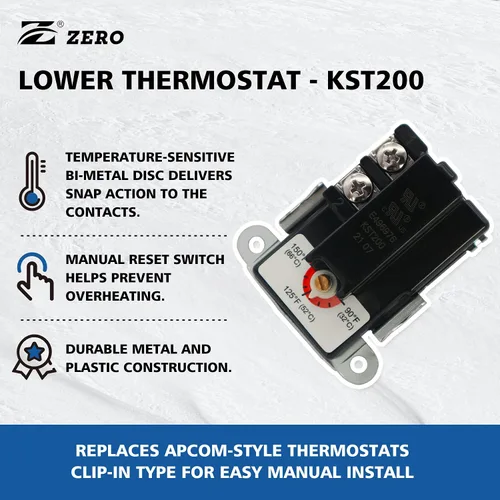 Vista 2 de Z ero KST200 Termostato calentador de agua, termostato inferior, certificación UL, negro